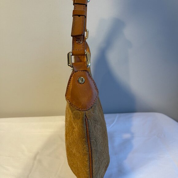 Celine Vintage Ava Macadam Suede Pochette Shoulder Bag, Mustard/Brown - Preowned - Picture 4 of 16